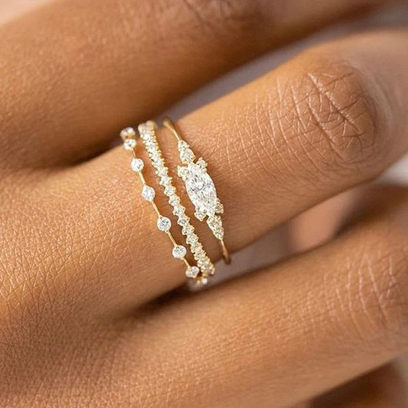 Dainty Gold-Plated Stacking Rings with Cubic Zirconia