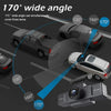 A 3-channel dash cam demonstrates a 170 degree wide angle coverage, simultaneously capturing three lanes of traffic.