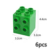 A green set of six chunky building blocks for kids