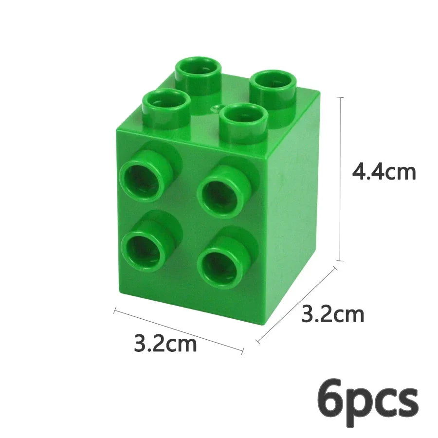 A green set of six chunky building blocks for kids