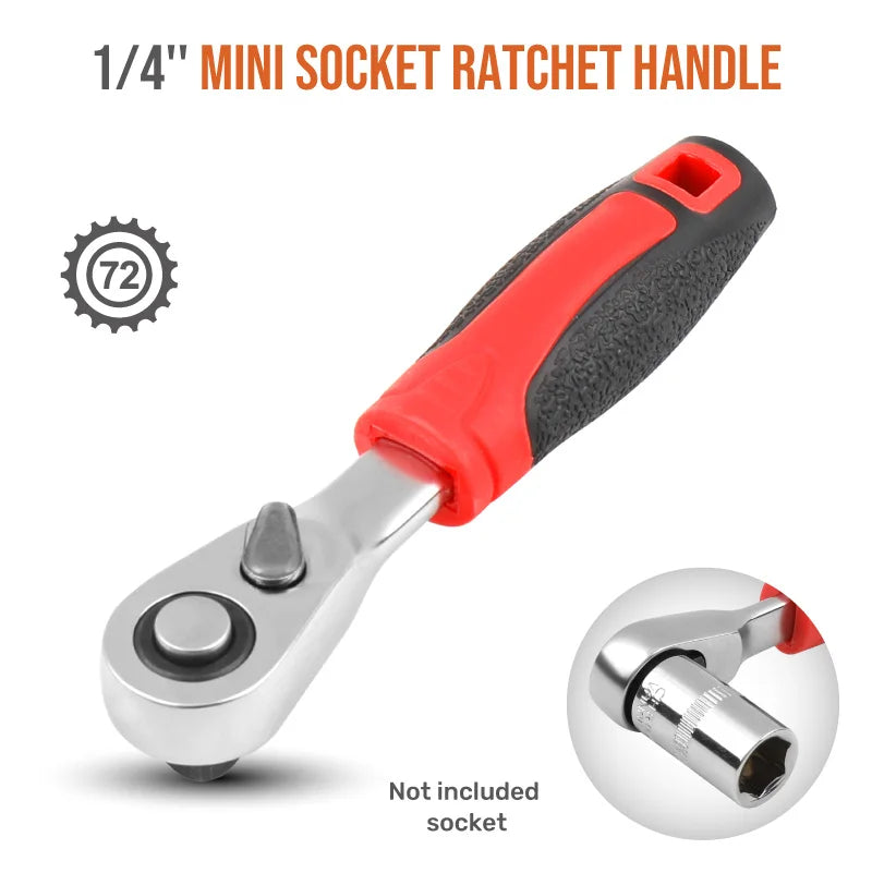 Compact 2-in-1 Ratchet Wrench with Socket and Bit Drives