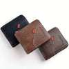 Men's Waxed Leather Card Holder Wallet with Zipper Coin Pocket