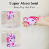 Before and after comparison showing a pink microfiber hair drying towel wrap helping to dry hair fast