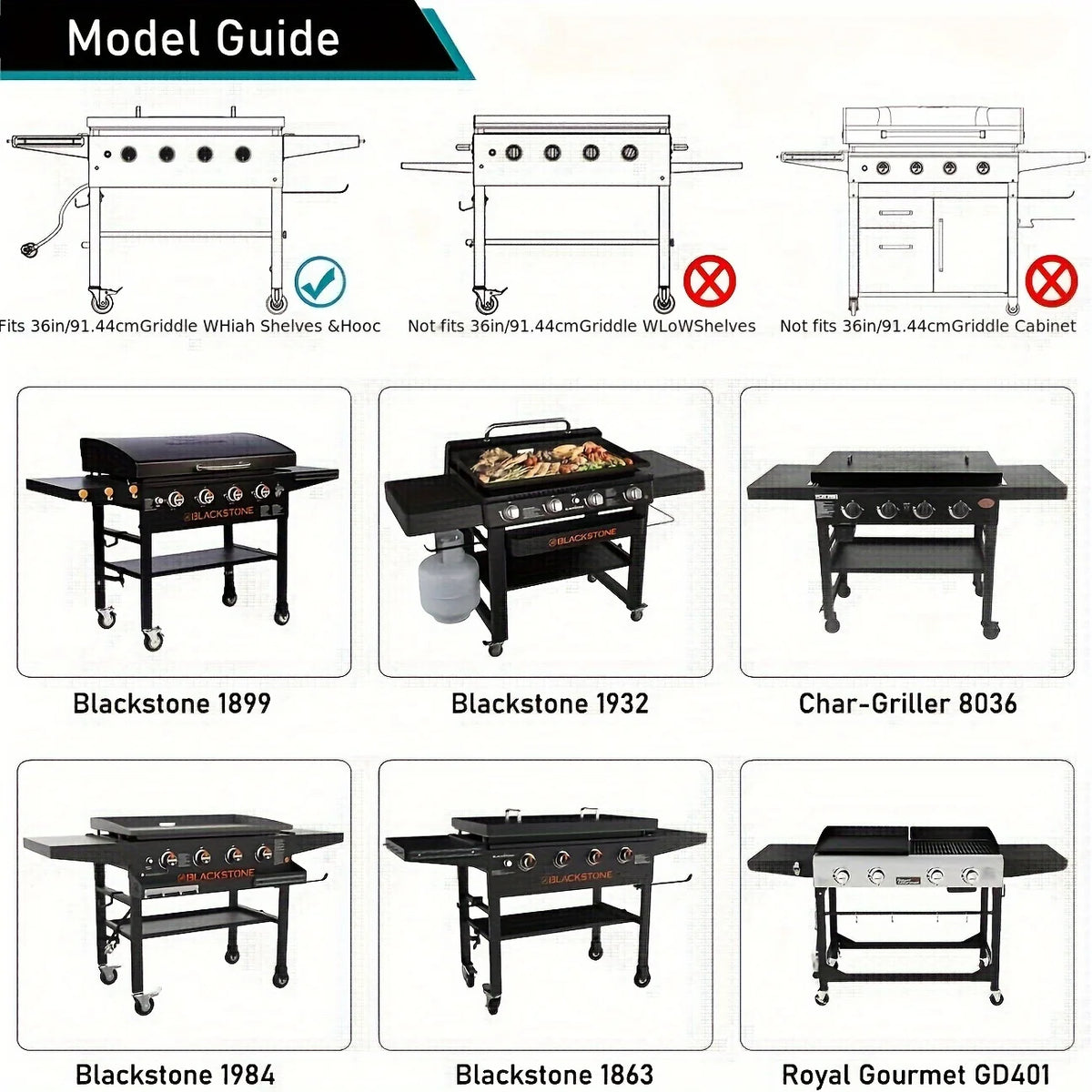Weatherproof Polyester Grill Cover for Hooded Grills with Side Shelves