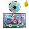 A portable soccer target game set featuring a soccer ball and a goal net with various score markings.