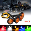 A set of ten round LED side marker lights for trucks and trailers shown in various colors.