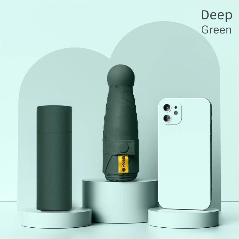 Mini Capsule Folding Umbrella with UPF 50+ UV Protection