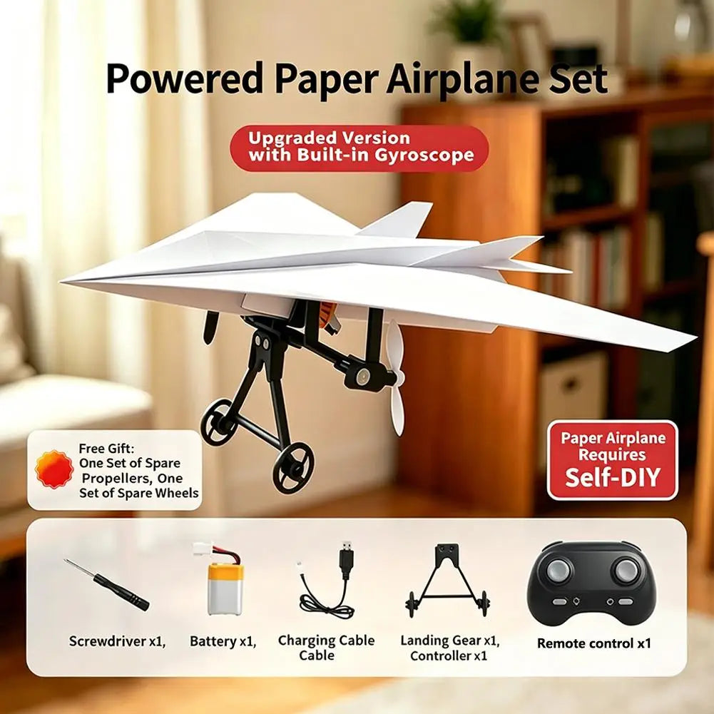 Electric Paper Airplane Kit with Gyro Stabilizer Remote Control
