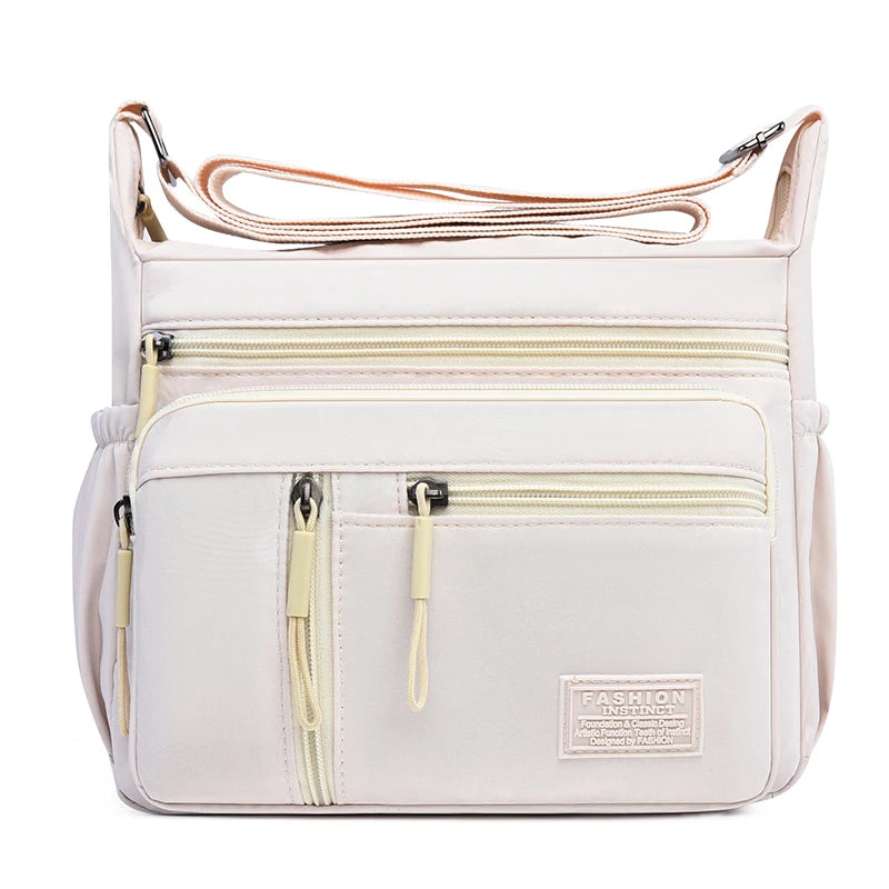 Bolso bandolera de nylon impermeable con múltiples bolsillos