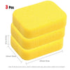 Three yellow high-density car wash sponges stacked together for auto detailing