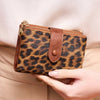Vintage Leopard Print Tri-Fold Wallet with Double Zipper