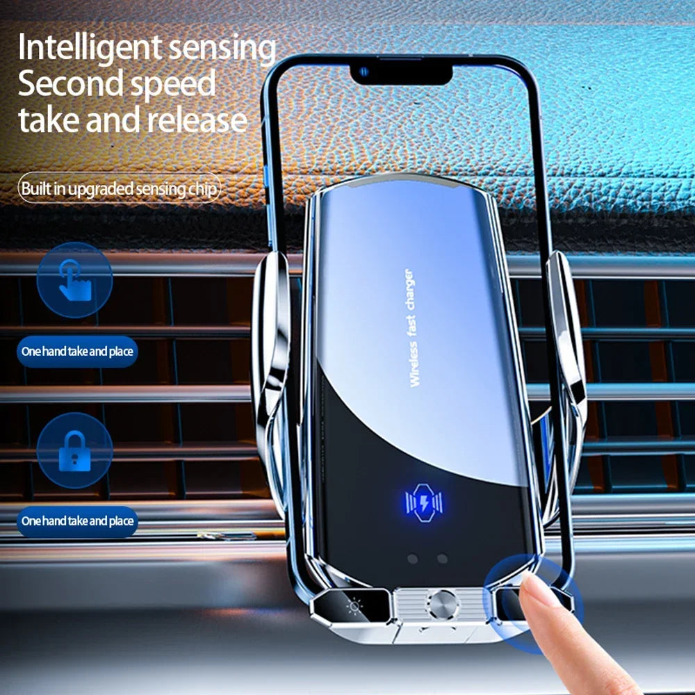 150W Magnetic Wireless Car Charger Mount with Auto-Clamping Cradle