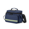A navy blue waterproof double-layer trauma and first aid bag with a yellow stripe detail.