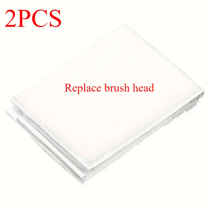Two replacement brush heads for a paint edger tool used for clean wall and corner painting.