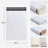 A set of self-sealing mailing bags in white and beige colors, showing various sizes and sealing options.