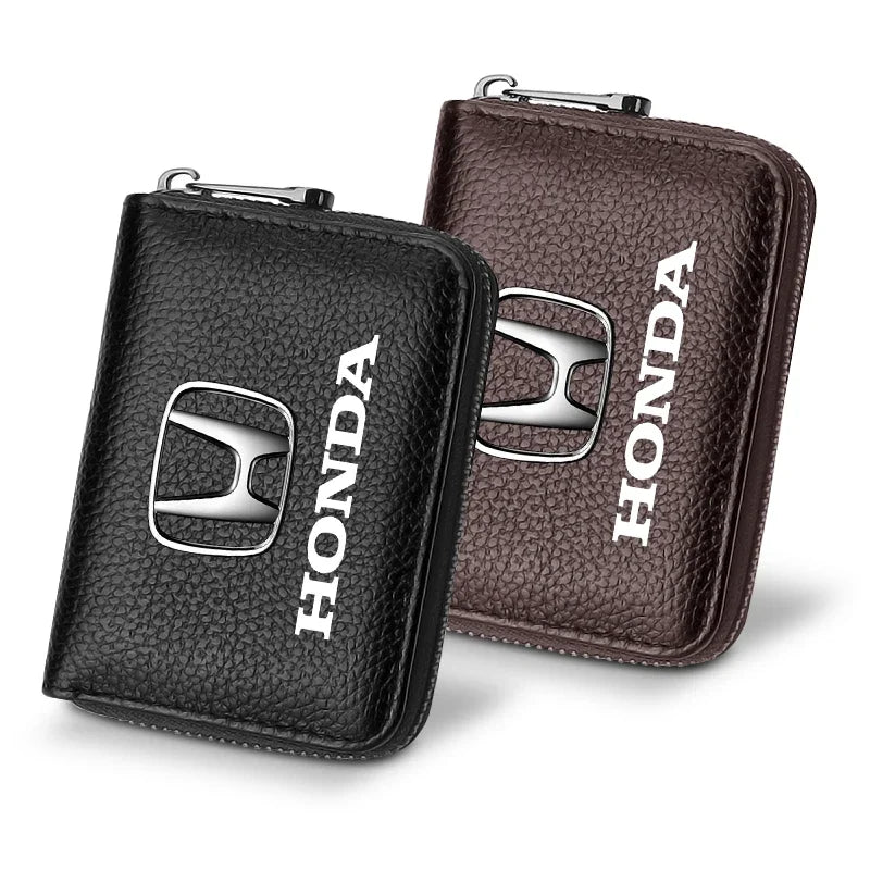Genuine Leather Car License Card Holder