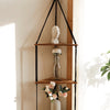 Triangle Wood Floating Wall Shelf with Macrame Rope