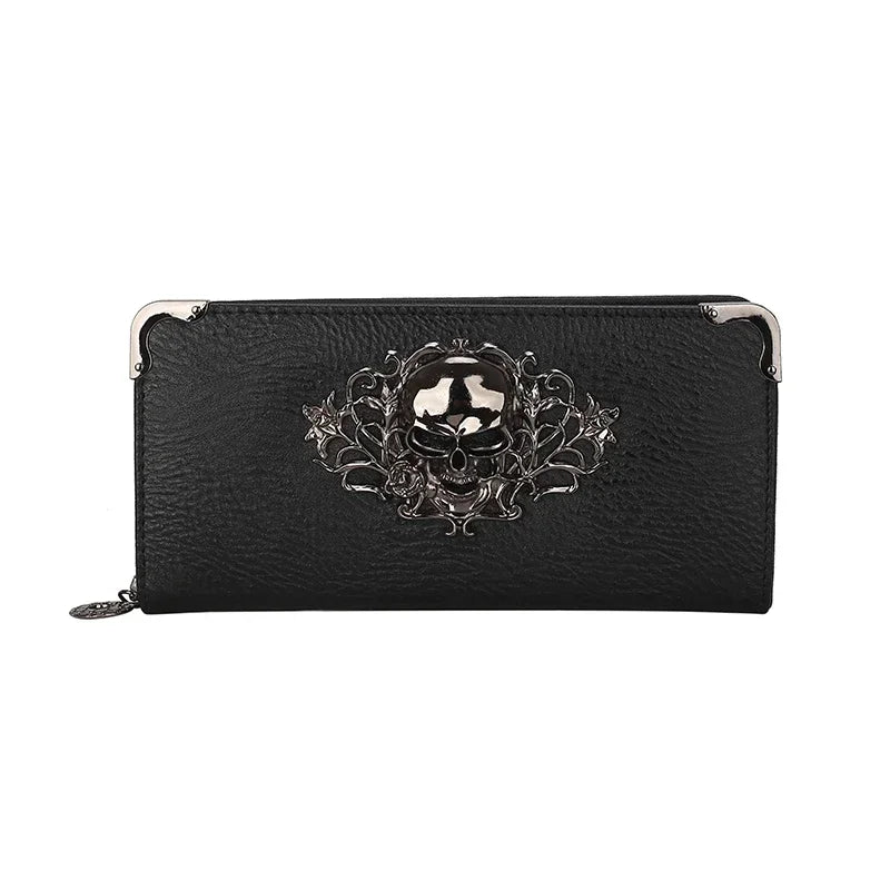 Skull Punk Style Long Wallet with RFID Protection