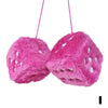 Pink plush velvet dice car mirror pendant hanging by a pink string