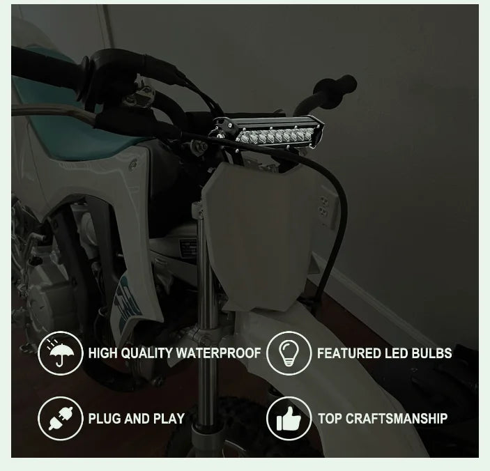 Motorcycle LED Headlight with Light Bar and On-Off Switch