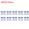 A set of twenty silicone faucet water filters for purification.