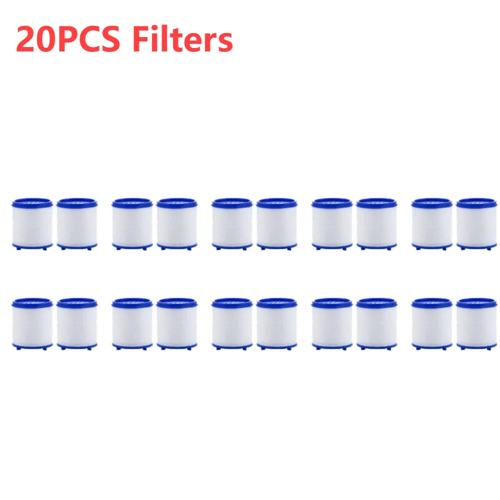 A set of twenty silicone faucet water filters for purification.