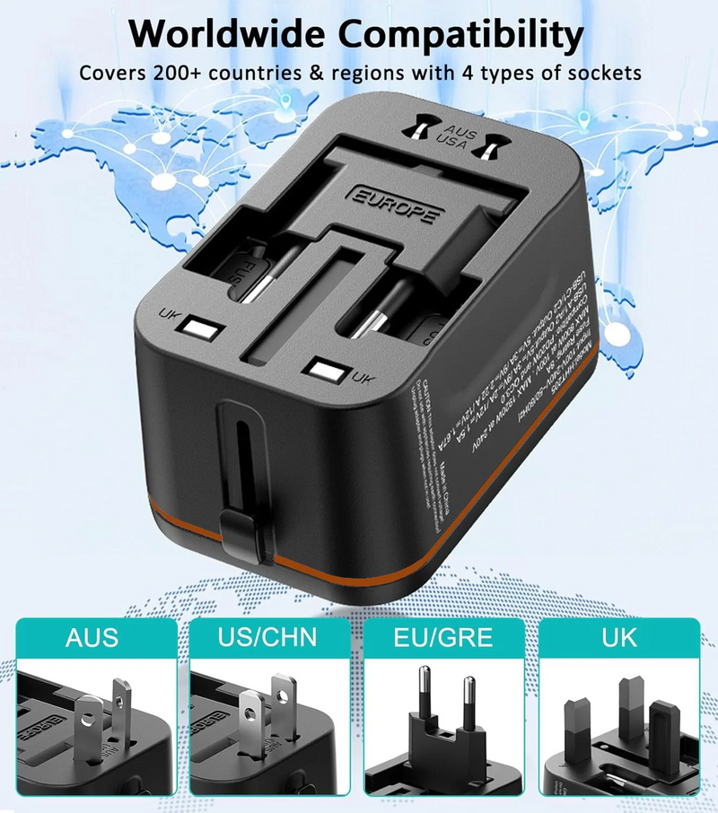 Universal-Reiseadapter mit Schnellladefunktion