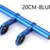 A 20cm blue aluminum alloy bicycle handlebar extender mount with two mounting arms.