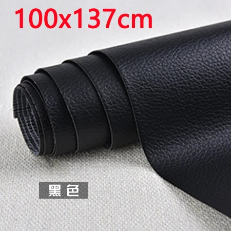 Roll of black self-adhesive PU leather patch measuring 100x137 cm