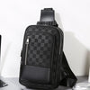 Men's Waterproof PU Leather Crossbody Bag with Geometric Pattern