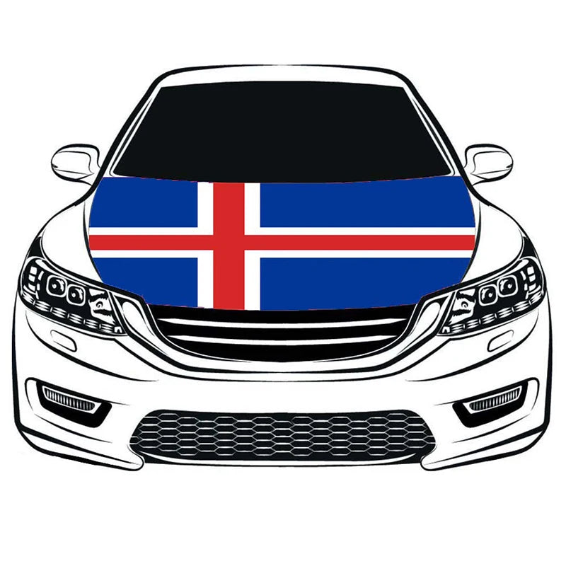 Custom Car Hood Flag with Wooden Pole
