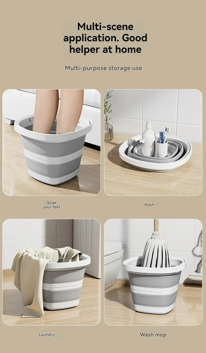 Foldable Water Bucket with Carry Handle for Camping and Home