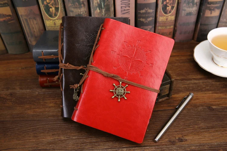 Vintage PU Leather Spiral Journal – Traveler's Notebook with Anchor Design