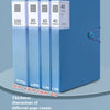 A blue A4 expanding file organizer with clear pocket dividers showing various page counts like 100, 80, 60, 40 pockets.