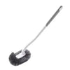 A gray novelty toilet brush with a handle and bristles is shown against a white background.