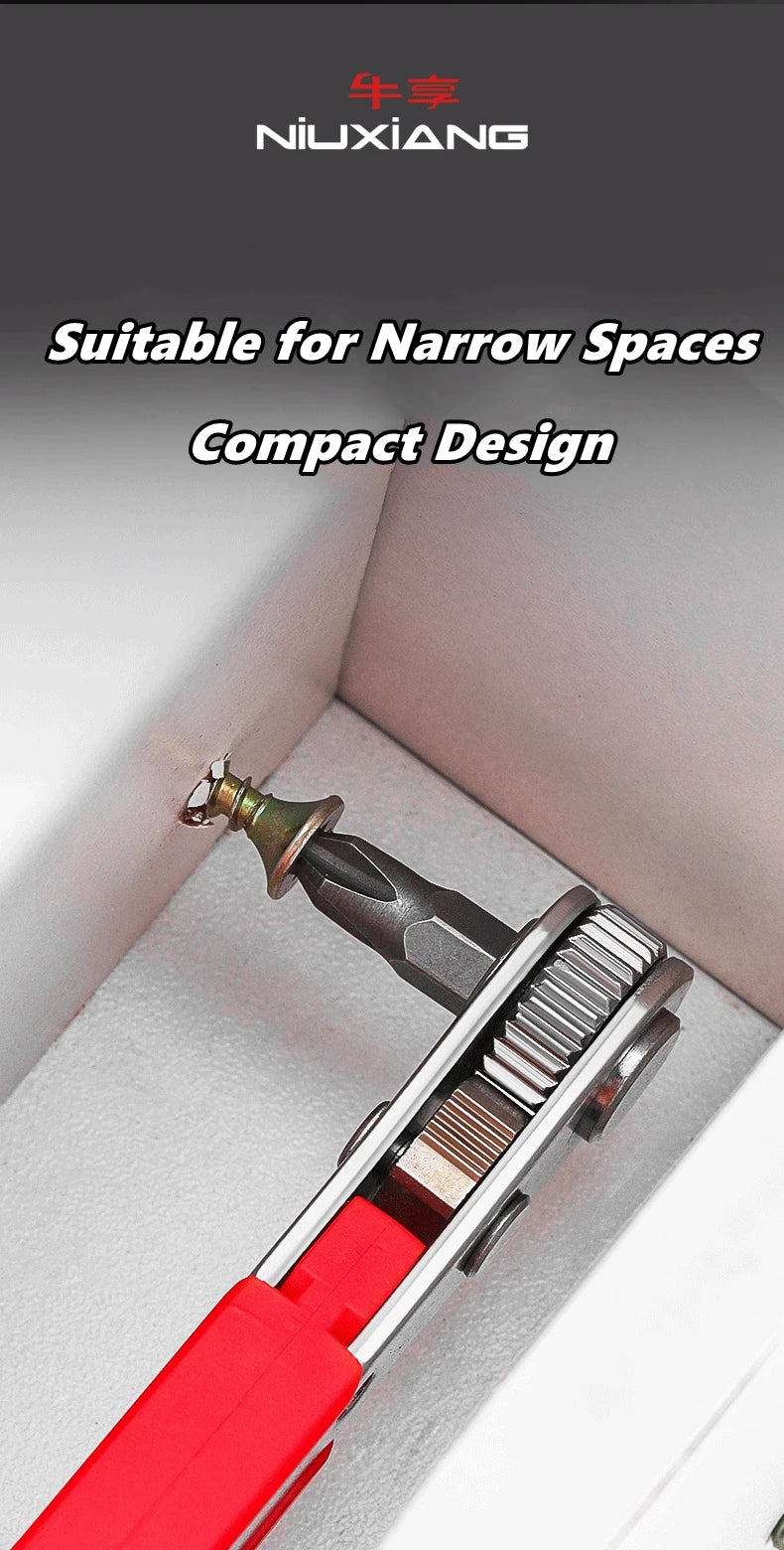 Compact 90-Degree Ratcheting Screwdriver Set with Bit Kit