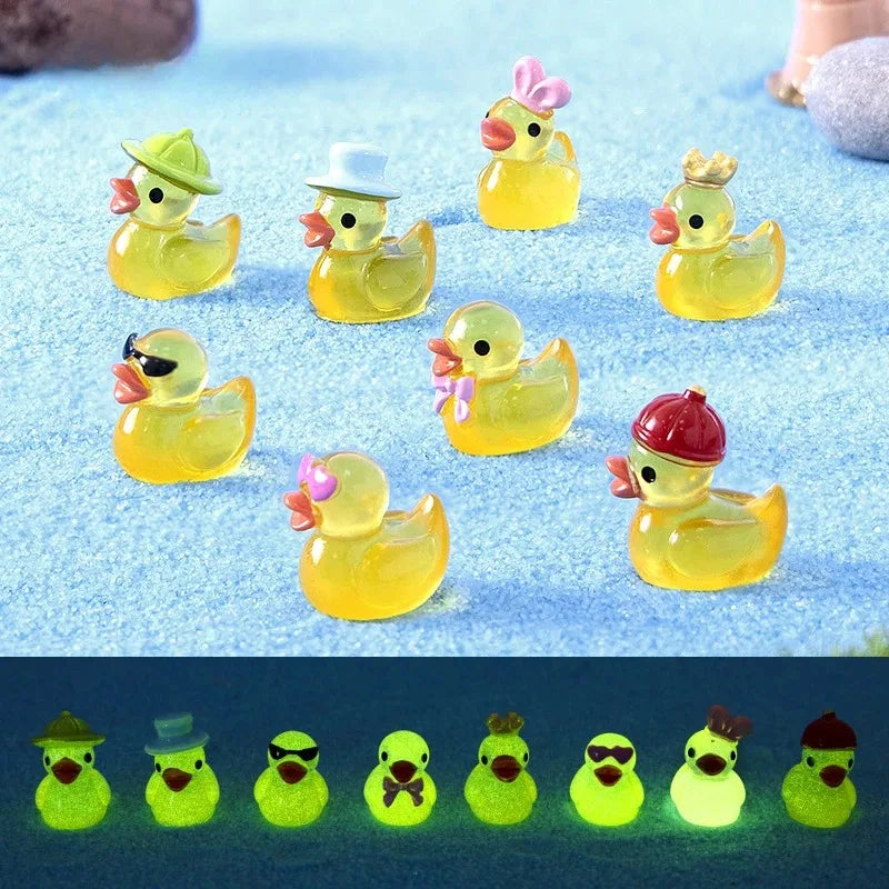 Figurinas de Pato Miniatura de Resina Luminosa