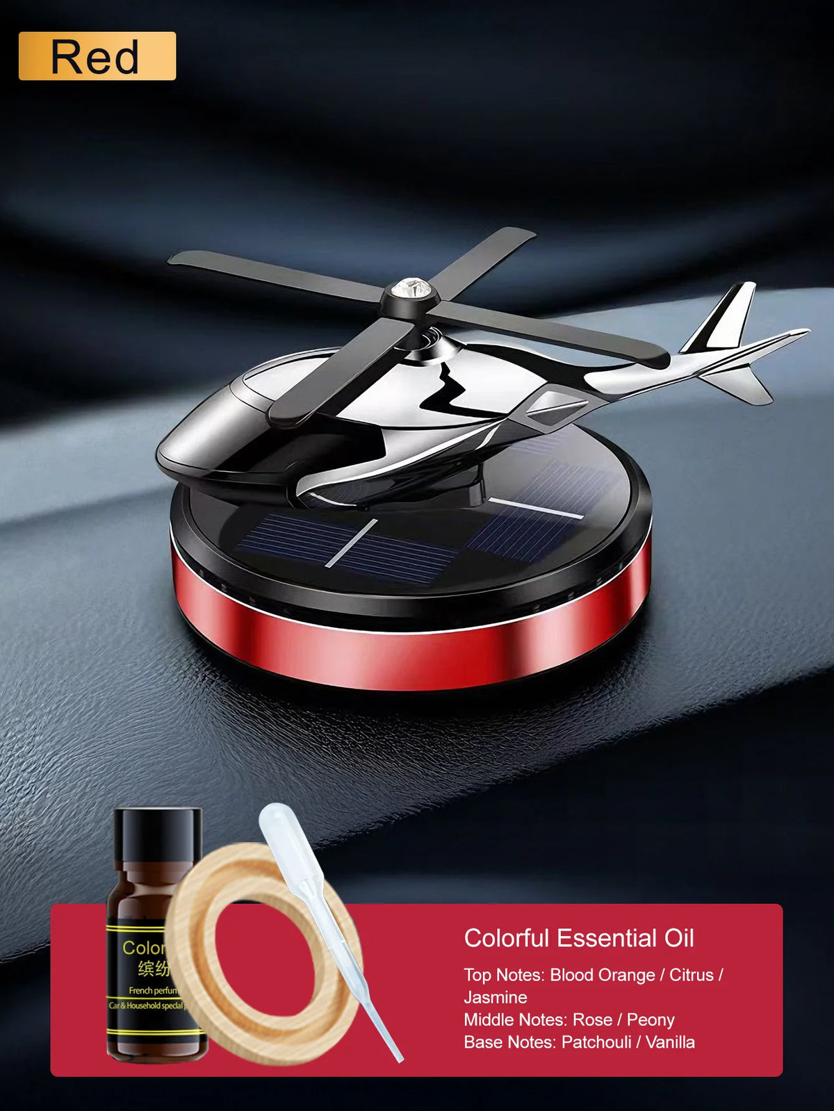 Solar-Powered Rotating Helicopter Car Air Freshener & Decorative Aromatherapy Diffuser