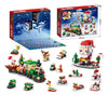 A set of Christmas themed building blocks featuring Santa, reindeer, and holiday scenes.