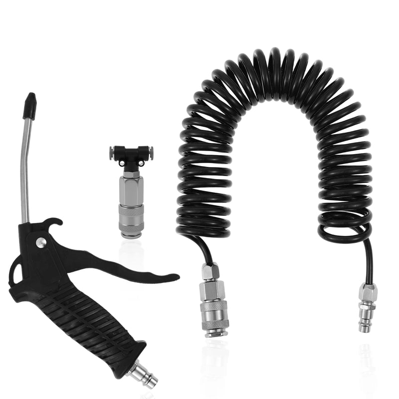 Coiled Air Blow Gun Kit with Retractable Hose