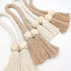 Handwoven Boho Curtain Tiebacks with Wooden Beads