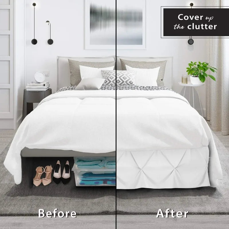 Elastic Wrap-Around Bed Skirt with 14-Inch Drop