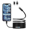 A black USB-C inspection camera with a waterproof lens and adjustable LEDs connected to a cable.