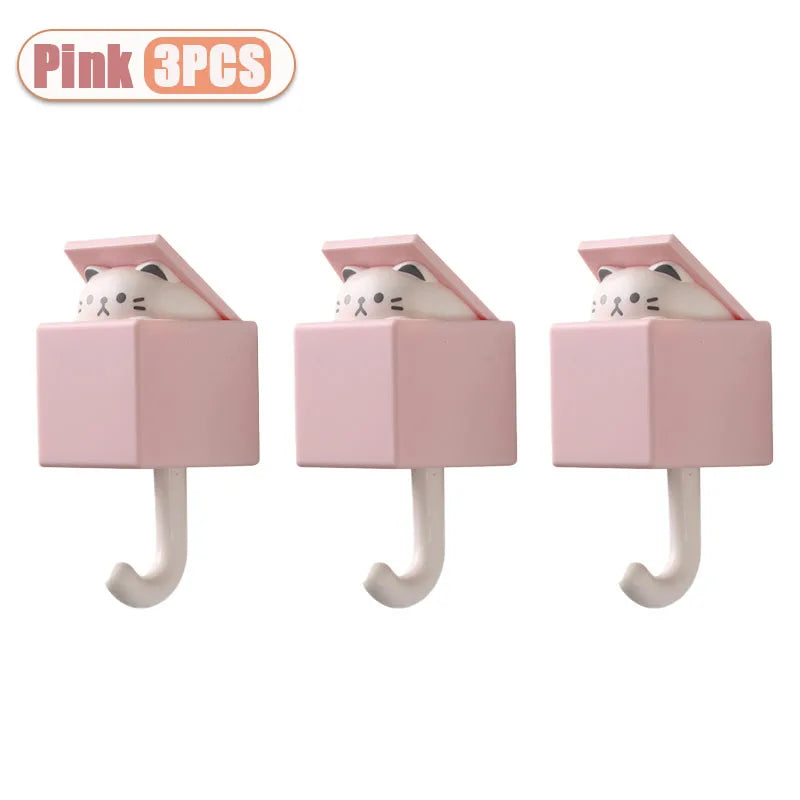 Cute Cartoon Cat Wall Hooks - Self-Adhesive