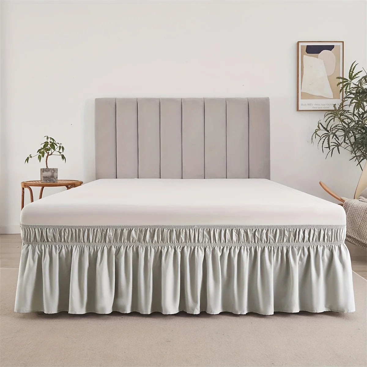 Adjustable Elastic Bed Skirt with Ruffle Trim