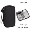 Black waterproof nylon cable organizer travel case with a single layer design and dimensions 19x11x3.5cm