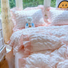 Seersucker Duvet Cover Set with Lace Trim