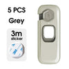 Five grey safety cabinet locks with 3m stickers shown next to a single lock.