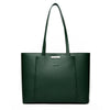 Genuine Leather Tote Bag with Multiple Pockets &amp; Zipper Closure