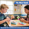 Two students use multipurpose stainless steel scissors with soft-grip handles to cut paper crafts.